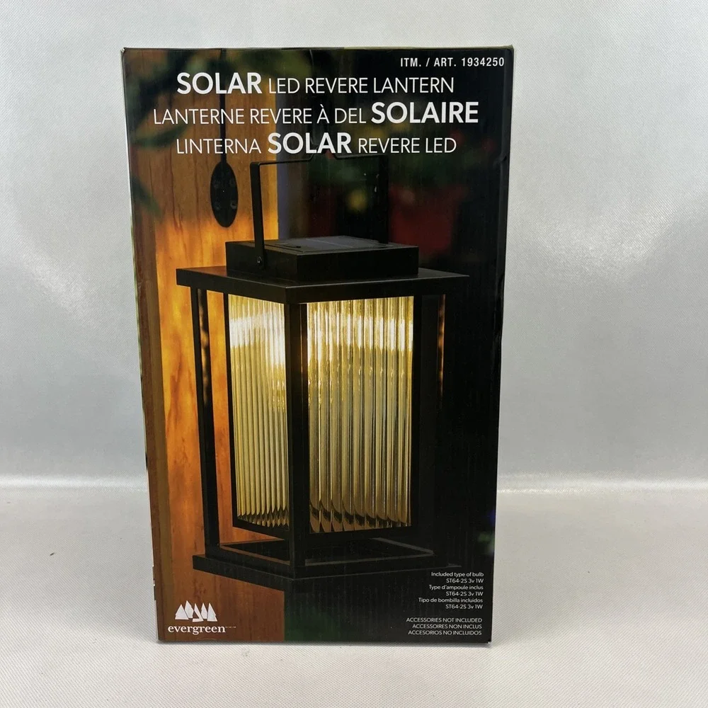 NEW Evergreen Solar LED Revere Lantern USB-C Rechargeable Outdoor Hanging Light